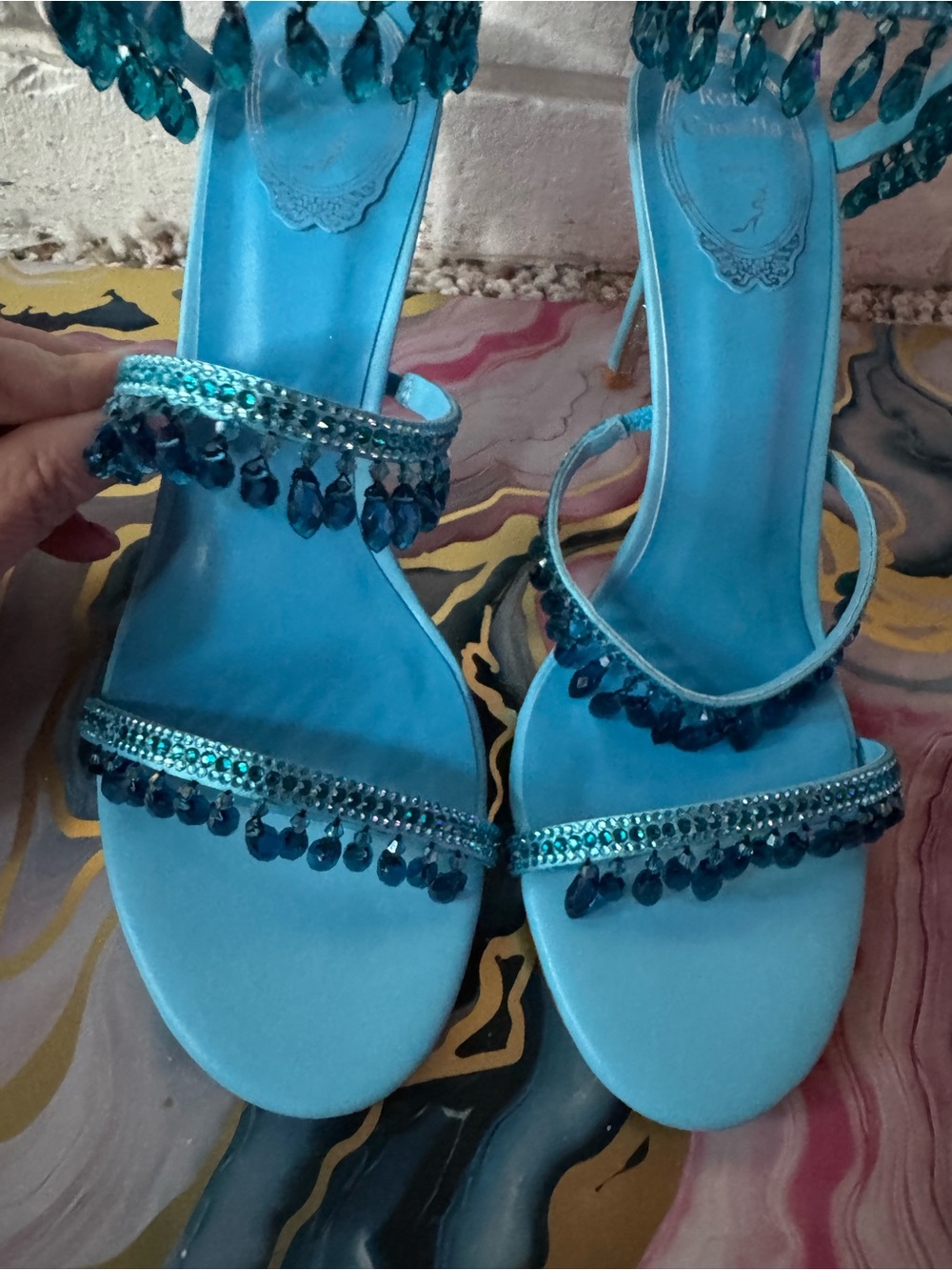 Rene Caovilla Chandlier Aquamarine Sandal - Picture 2 of 12